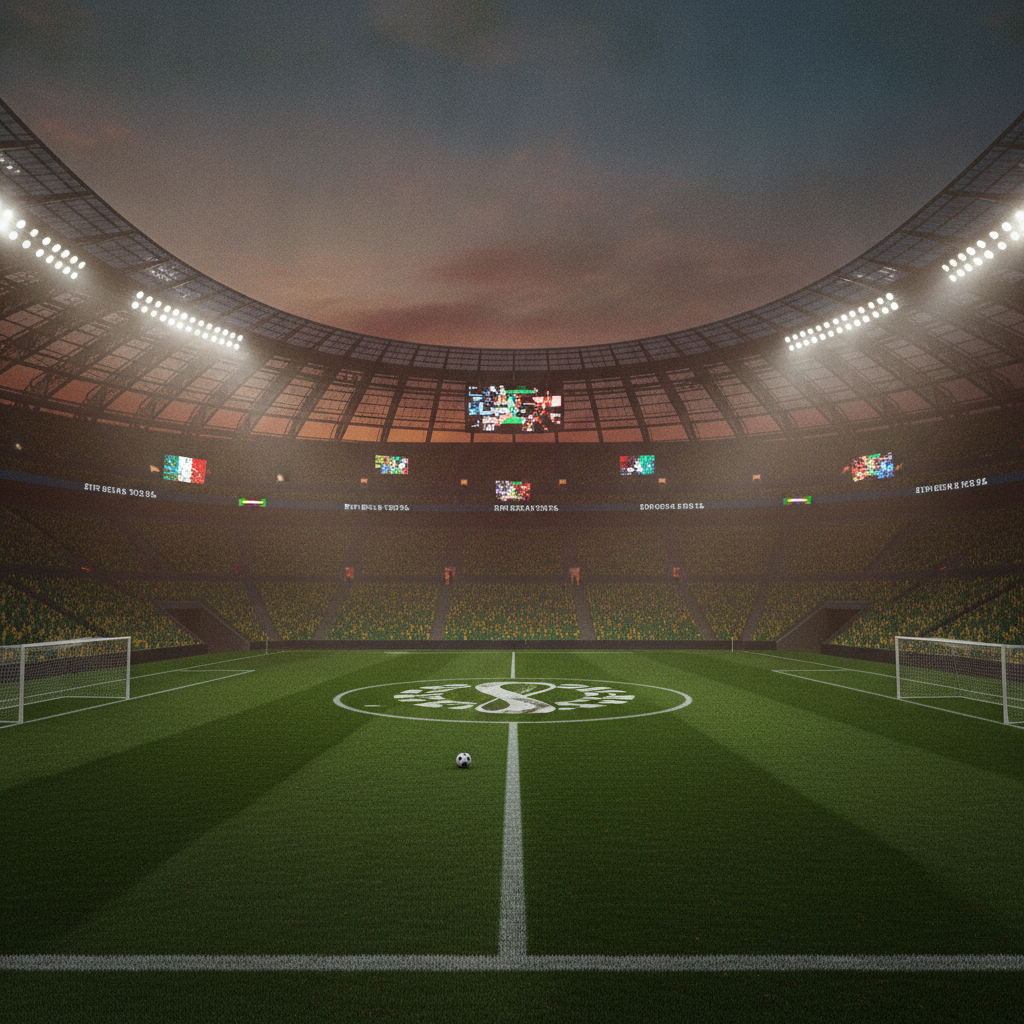 Ação de jogadores durante treino coletivo na Copa do Mundo 2026 em estádio vazio